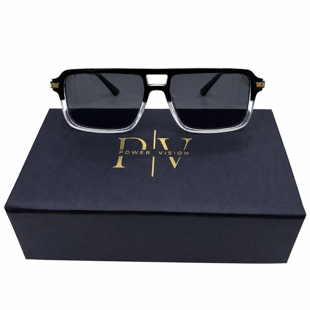 PR 98203 - SHADES - NAVIGATOR - DOUBLE BEAM - GLOSSY BLACK - TRANSPARENT - SPRING SIDES - QUALITY PREMIUM