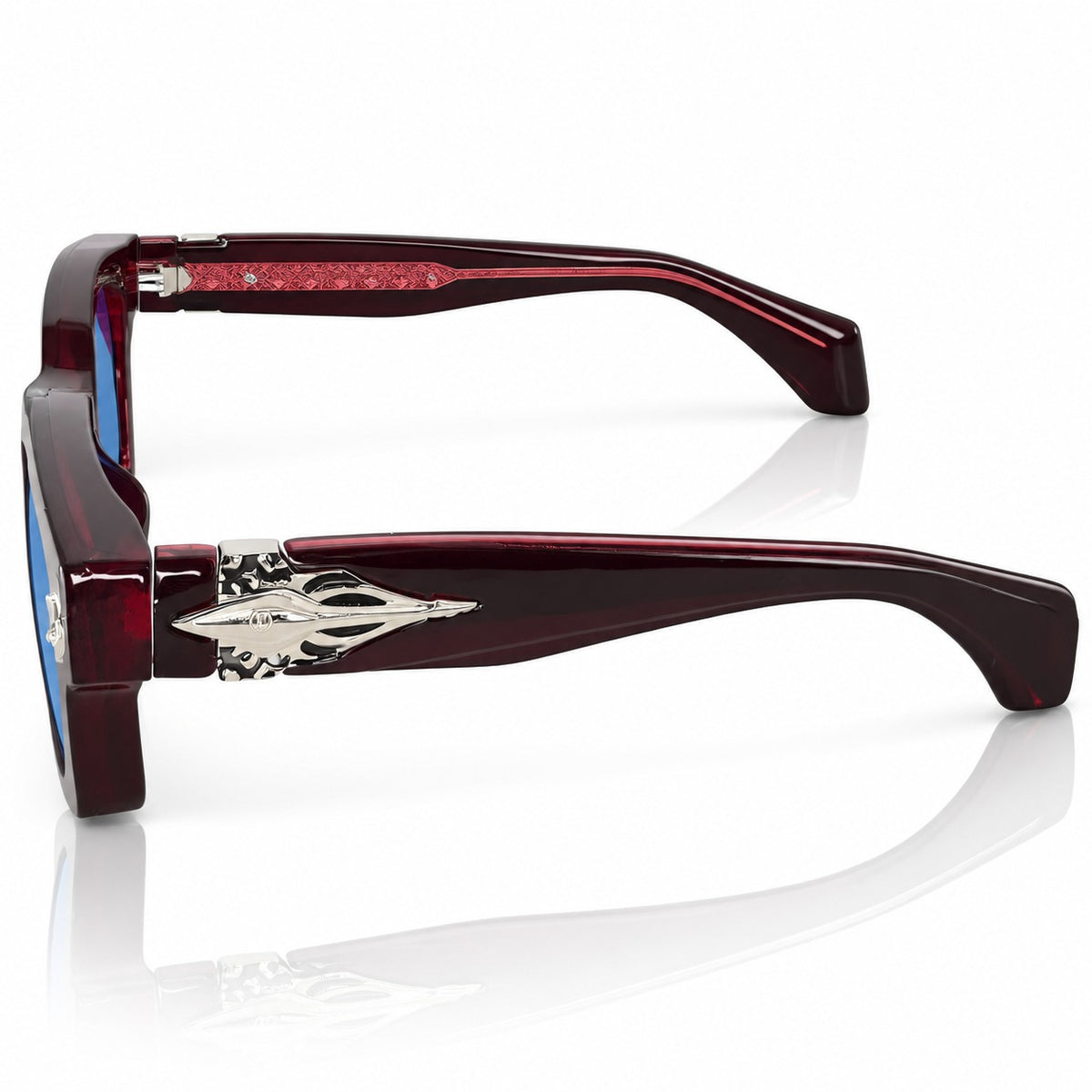 CARTIER - RICH - RED WINE - MATTE BLACK COATED - SQUARE - TINTED BLUE - ACETATE - 2026