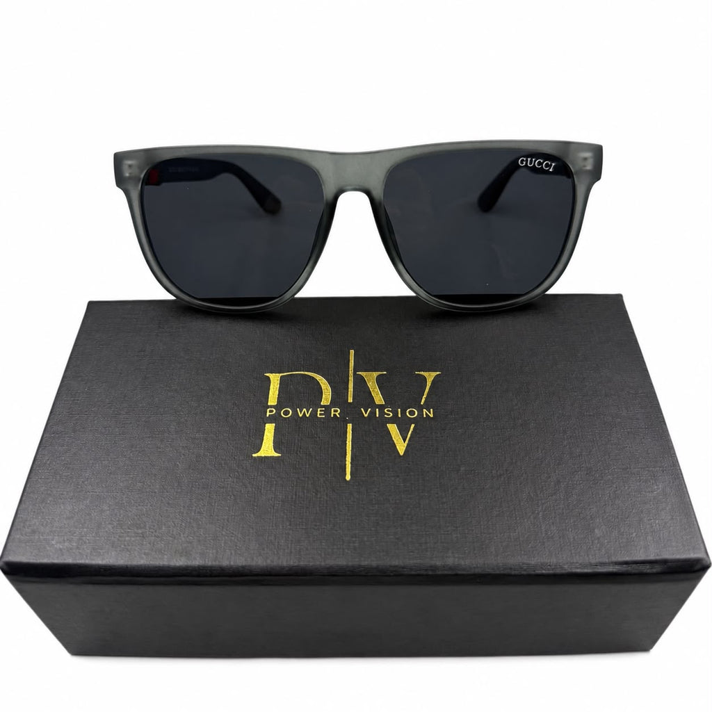 GC 0524 - SUNGLASS - ROUNDED SQUARE - MATTE GREY - BLACK - PREMIUM - AFFORDABLE