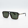 PR 98203 - SUNGLASS - MATTE BLACK TORTOISE - DOUBLE BRIDGE - NAVIGATOR SQUARE - FLEXIBLE SIDES - PREMIUM