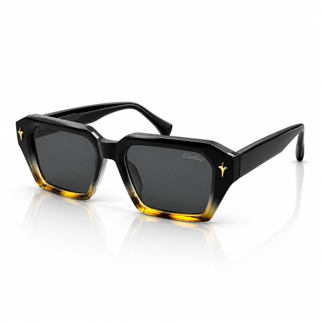 CR 2343 - CUT SQUARE - BOLD - BLACK + TORTOISE - ACETATE - QUALITY - UNISEX