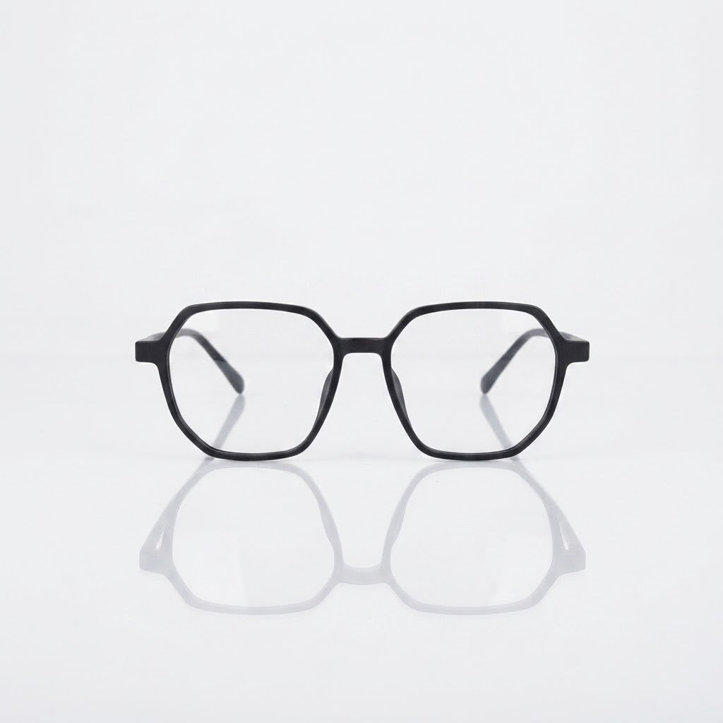 EYEGLASS - WOMEN - HEXAGON - SLIM SIDE - BLACK - DAILWEAR
