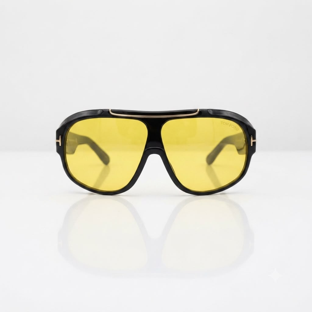 TF 68256 - OVERSIZED SHEILD AVIATAR - BLACK - YELLOW TINT - THICK PREMIUM - SADDLE BRIDGE