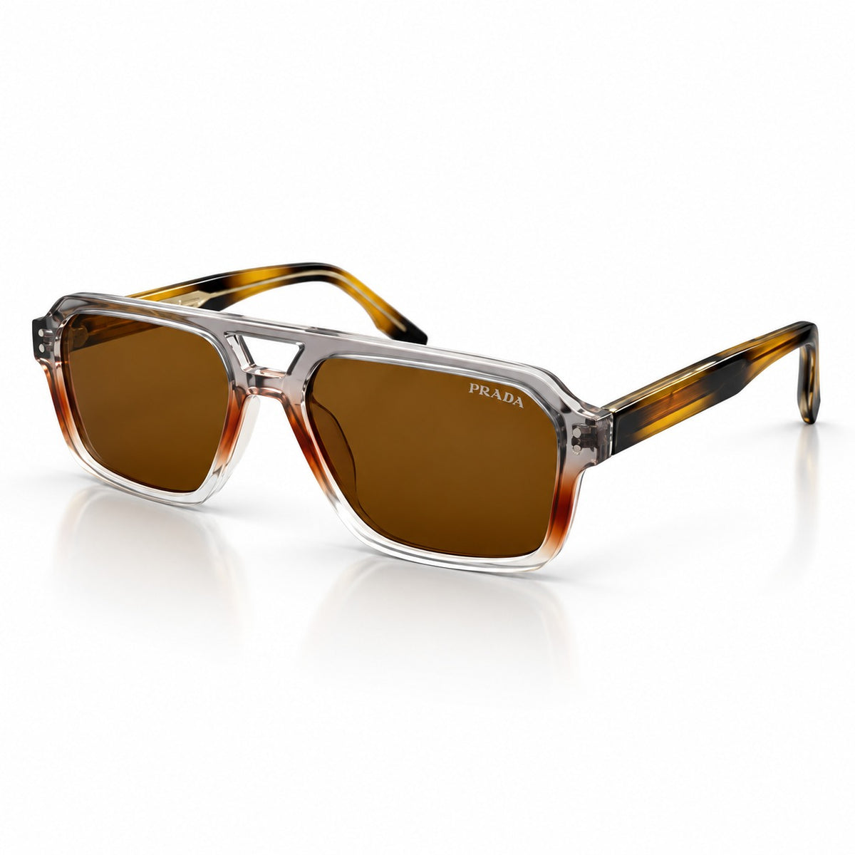 PR 2353 - ACETATE - DOUBLE BRIDGE SQUARE - GREY TORTOISE - BROWN - UNIQUE