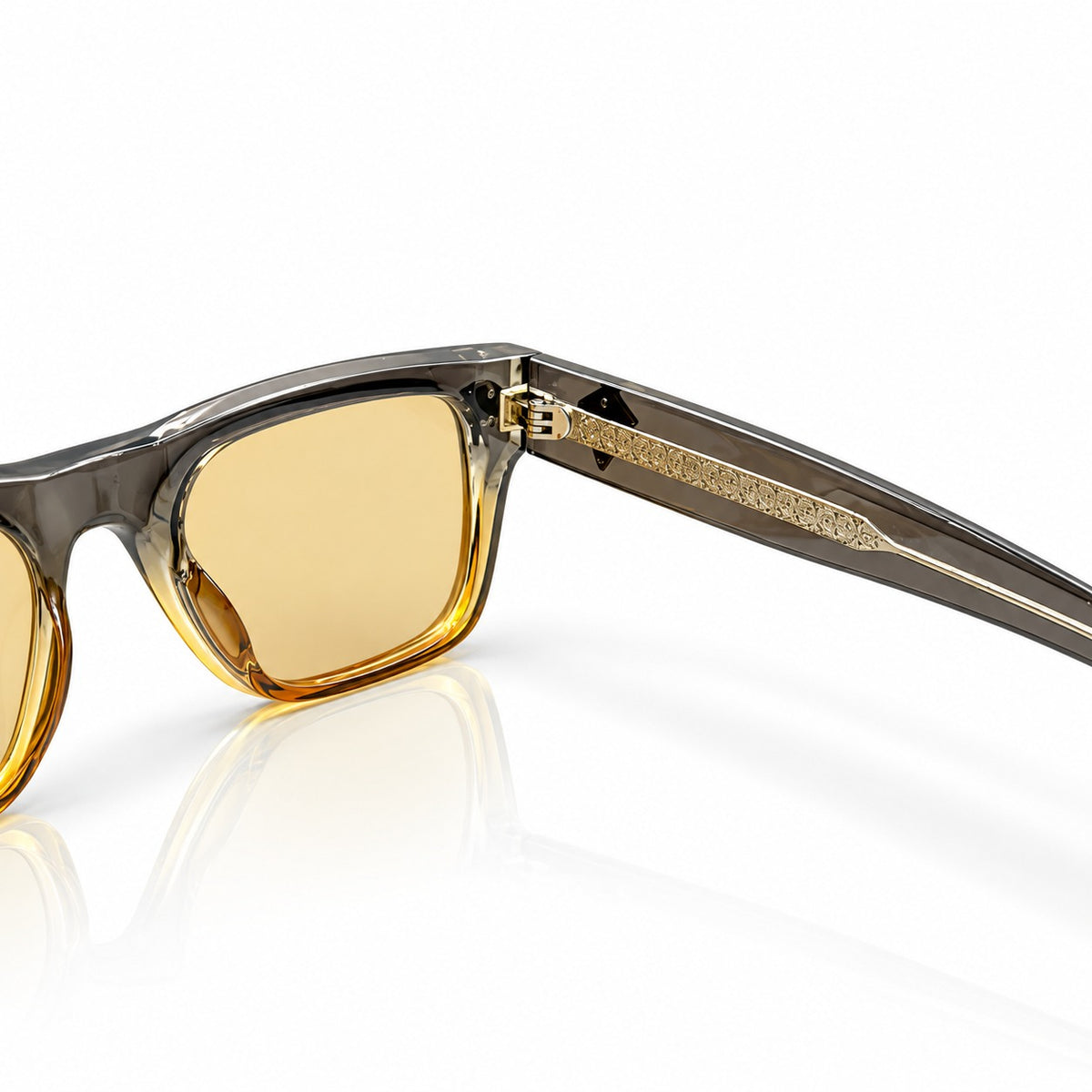 PR - BOLD - GREY TRANSPARENT TO HONEY - TWO TONE - YELLOW TINT - SQUARE - UNISEX