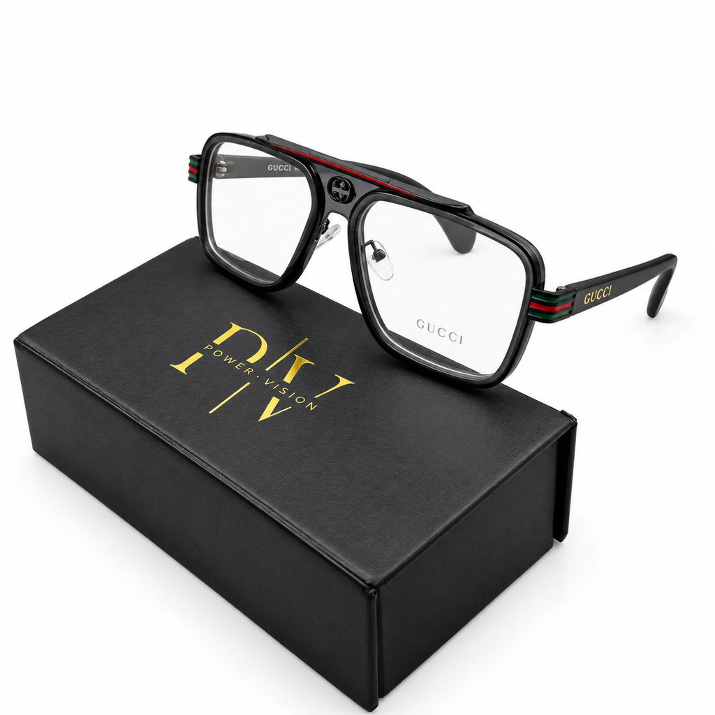 GC 0184 - OVERSIZE SQUARE - MATTE GREY - BLACK RIM - CENTRE LOGO - MEN - EYEWEAR