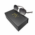 CR 23587 - SHADES - OCTAGON - GUN METALLIC GREY - BROWN WOODEN - BRANDING - PREMIUM