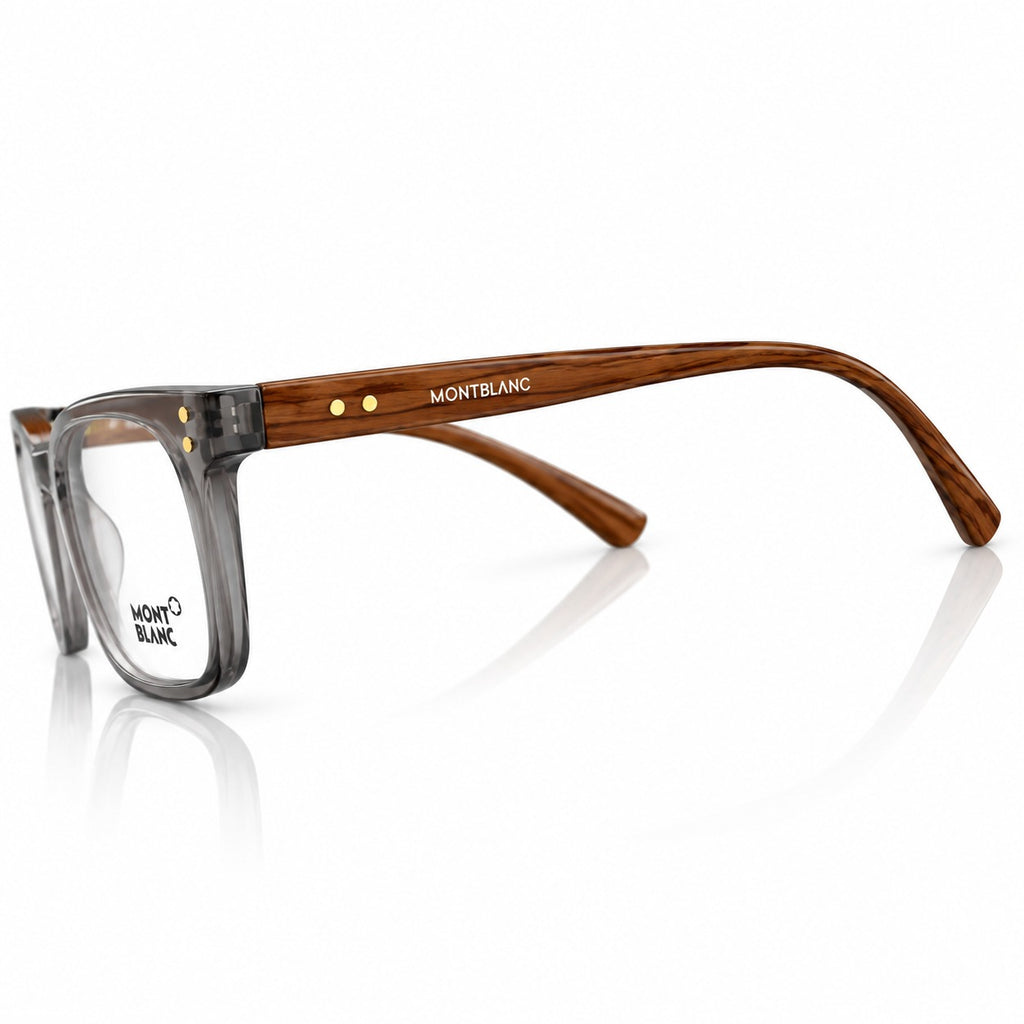 MONT BLANC 5181 - ROUND SQUARE - LIGHTWEIGHT - MATTE GREY - WOOD - UNISEX