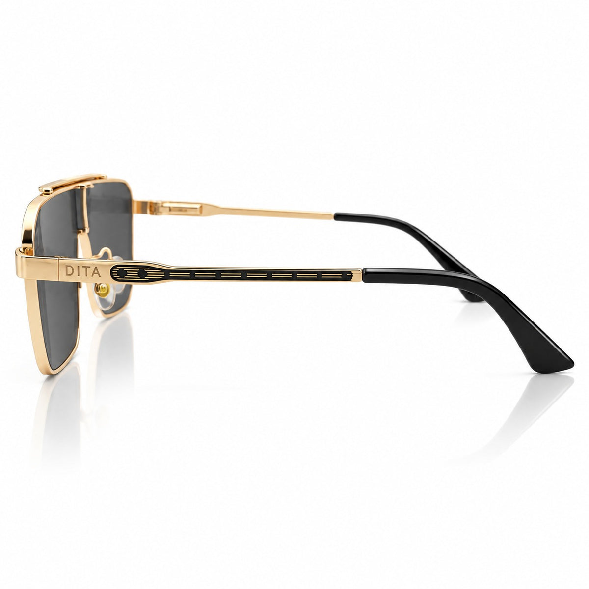 DT 24074 - FLAT TOP SQUARE - BLACK - GOLDEN - CONCILED SPRING