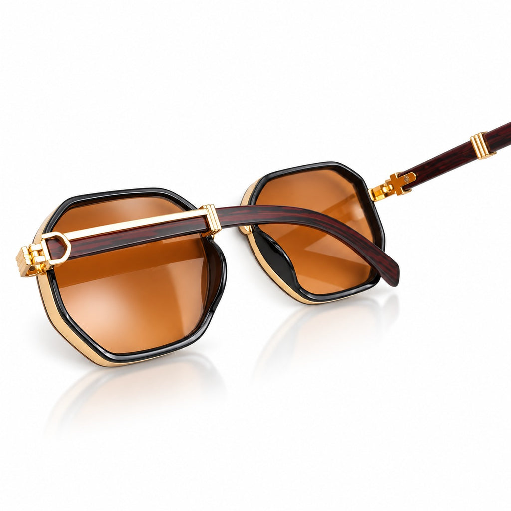 CR - TRENDY - OCTAGONAL - WOOD GOLDEN - BROWN - METAL - PREMIUM