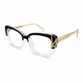 EYEGLASS 82098 - CATEYE - GLOSSY BLACK - TRANSPARENT - TEMPLE INNER METAL CORE - PREMIUM