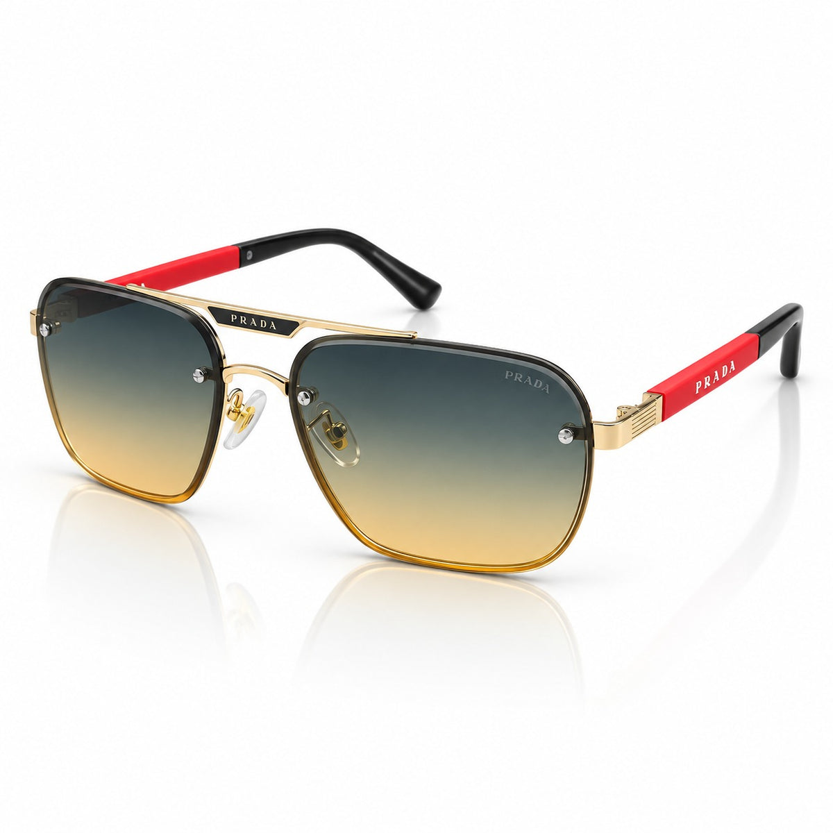 PR 23227 - DOUBLE BRIDGE - SQUARE - GOLDEN - RED/BLACK - SEA GREEN WARM - UNISEX