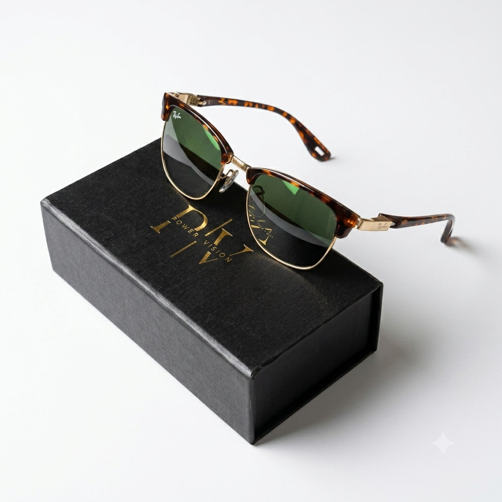 RB 8396 - SUNGLASS - CLUB MASTER - PRINTED - PREMIUM GREEN - DIAMOND HARD - EXCEL SPRING SIDES - PREMIUM