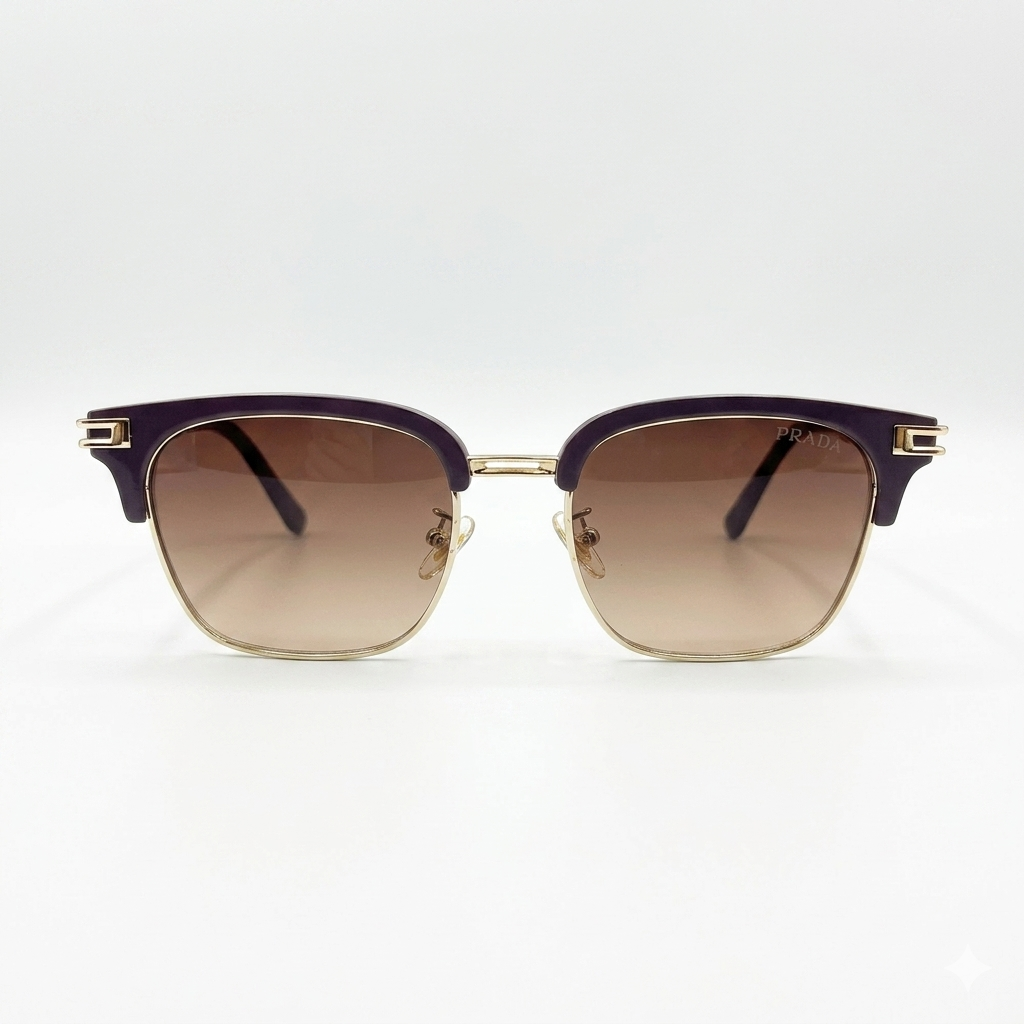 PR 2522 - SUNGLASS - DESIGNER - CLUB MASTER - MATTE BROWN - GOLDEN - UV - PREMIUM