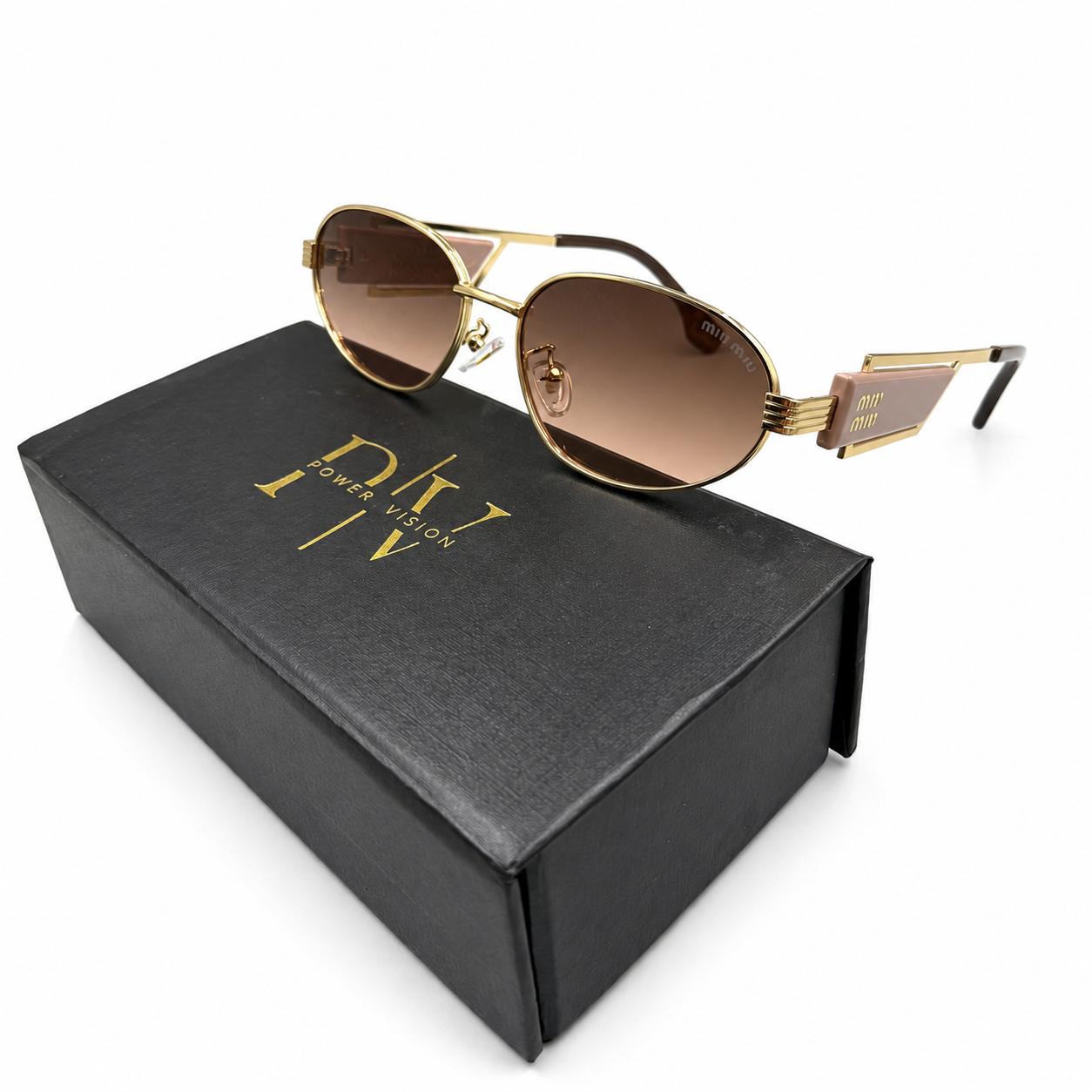 MIU MIU 2728 - GORGEOUS - TRENDY - OVAL - GOLD - TEA PINK TEMPLES - BROWN PINK GRADIENT - PREMIUM