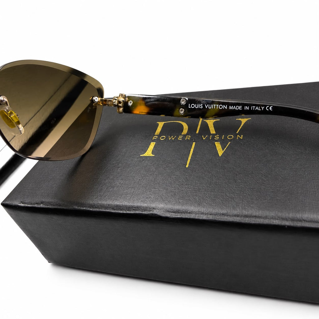 LV 86031 - LUXURIOUS - RIMLESS - CATEYE - TORTOISE BRANDING TEMPLES - PREMIUM - WOMEN