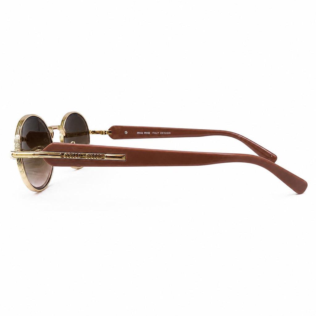 MIU MIU 5G148 - SHADES - LADIES - OVAL - TRENDY - GOLDEN - TEA PINK - DESIGNER - PREMIUM