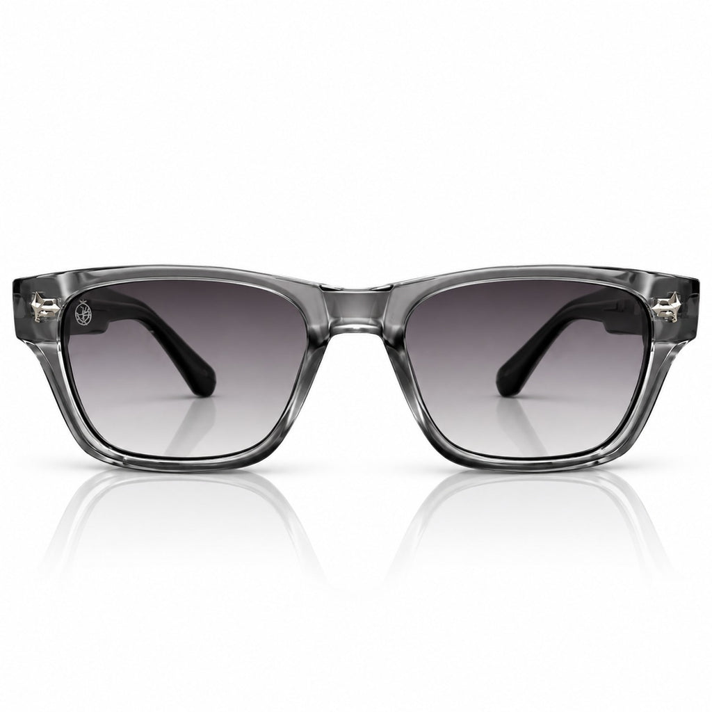 JMM - SUNGLASS - GREY TRANSLUCENT - GREY GRADIENT - SQUARE - BLACK TEMPLES - ACETATE