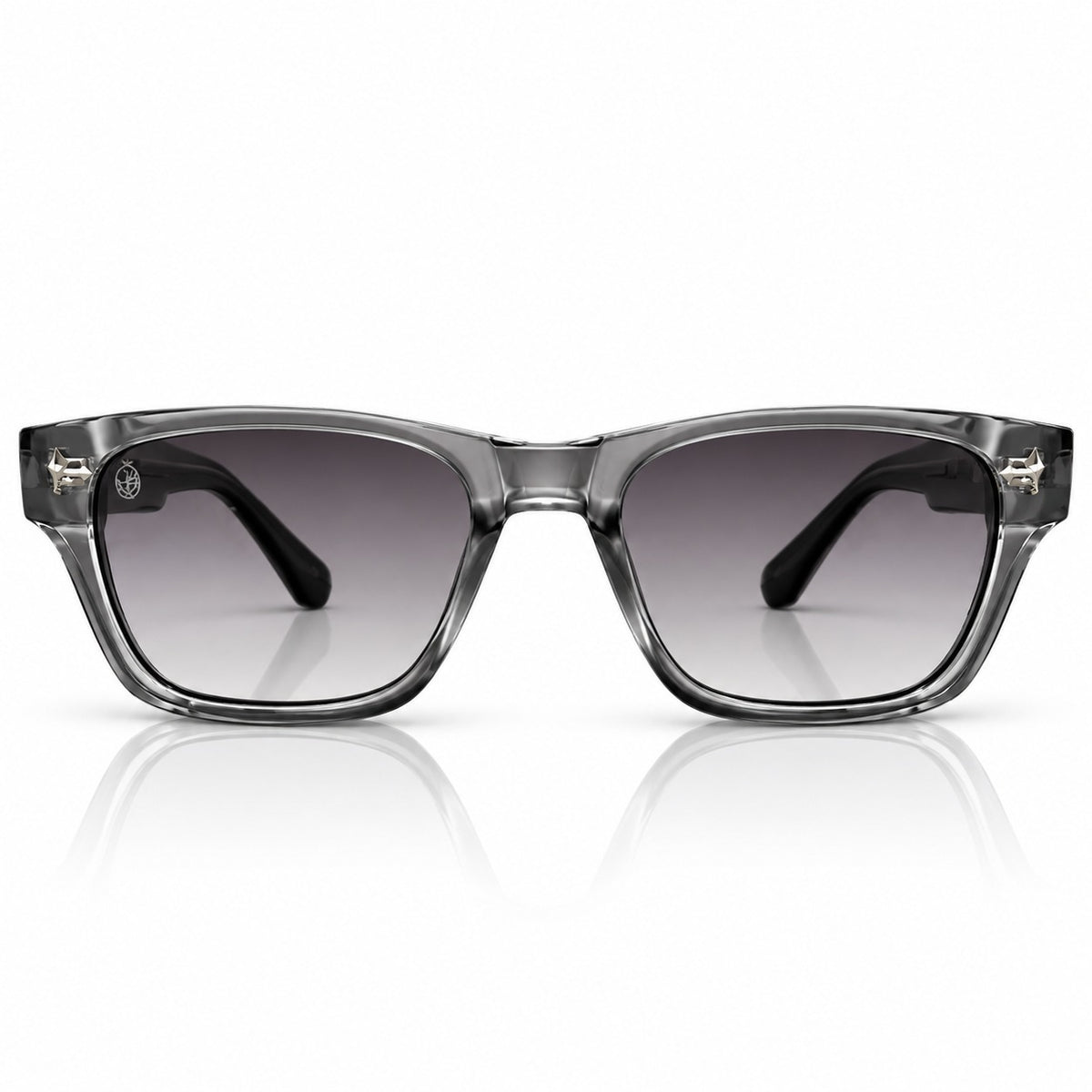 JMM - SUNGLASS - GREY TRANSLUCENT - GREY GRADIENT - SQUARE - BLACK TEMPLES - ACETATE