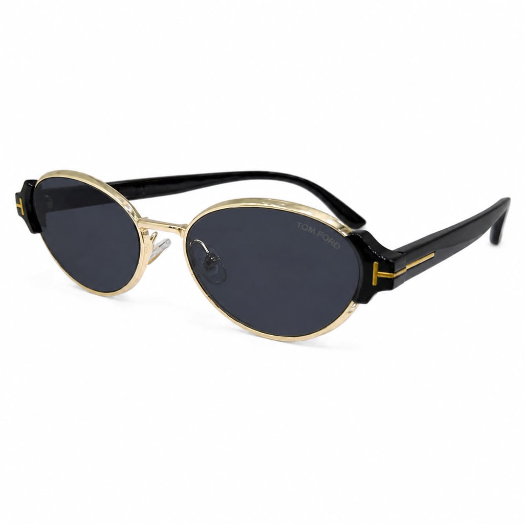 TF 9812 - SHADES - OVAL CATEYE - TRENDY - GOLDEN BLACK - PREMIUM - WOMEN