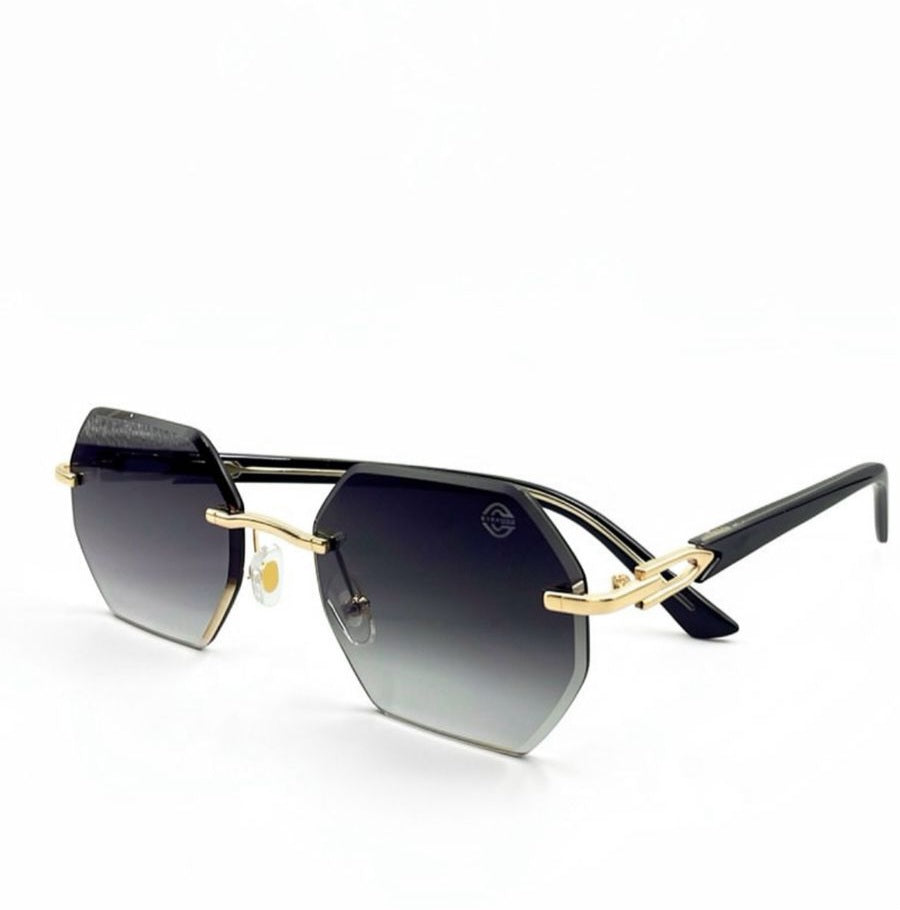 EYEHOOD 50112 - SUNGLASS - RIMLESS - HEXAGON - BLACK GOLDEN - WOMEN
