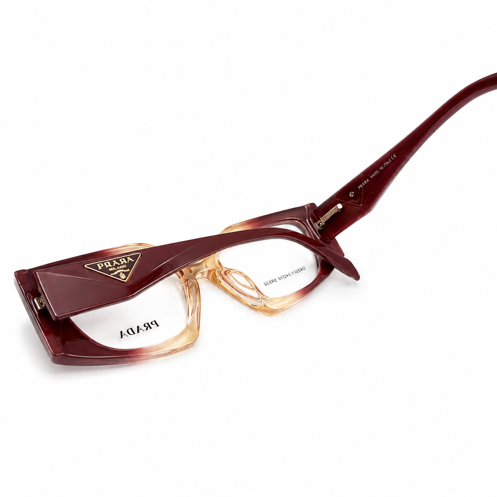 PR 25113 - UNIQUE - NARROW CATEYE - BURGUNDY - CHAMPAGNE - WOMEN - PREMIUM - QUALITY