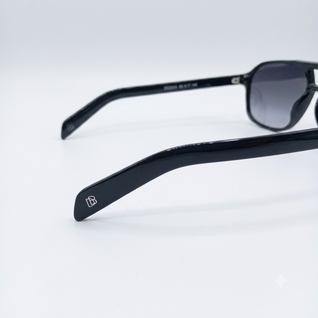 DB 7018 - SUNGLASS - DOUBLE BRIDGE - DOUBLE SHADE - BLACK - UV400