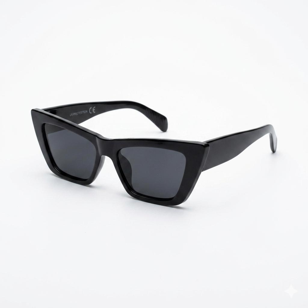 SUNGLASS 205029 - LADIES - POINTED CATEYE - POLARISED - BLACK - SMALL