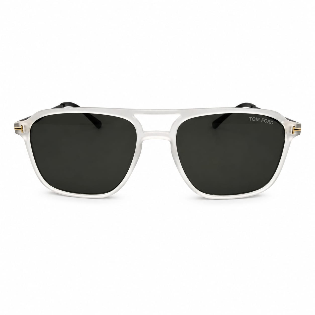 TF 0230 - SUNGLASS - DOUBLE BEAM - SQUARE - MATTE WHITE - BLACK - T ACCENT