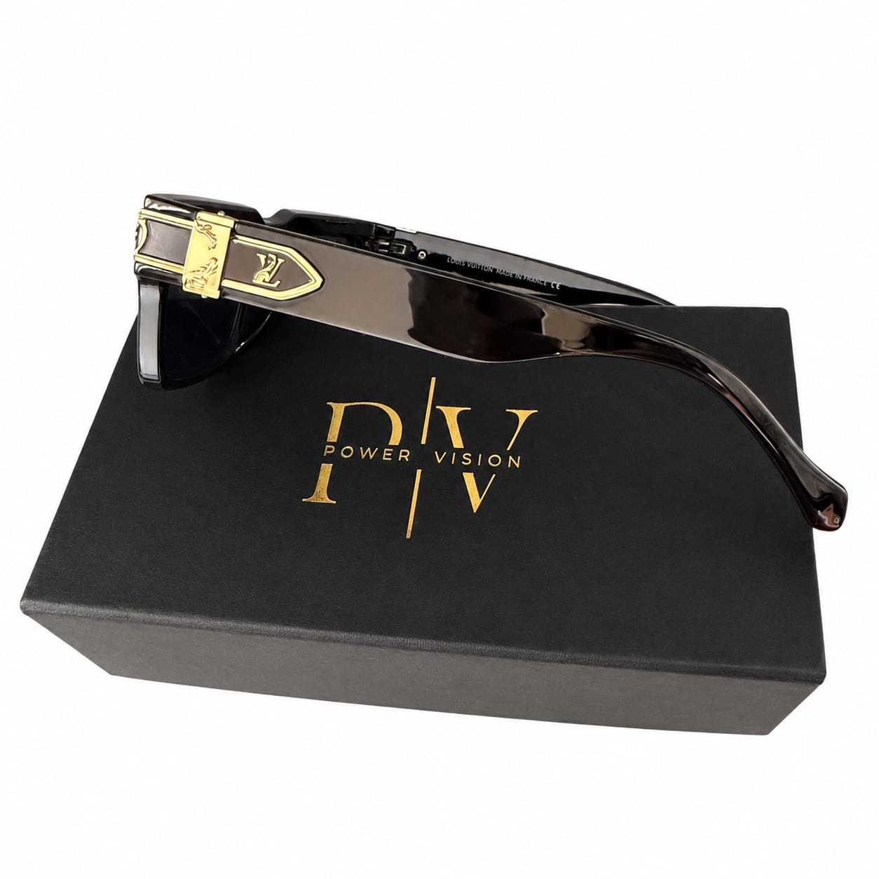 LV 1403 - BOLD - RECTANGULAR - BLACK - BRANDED GOLD TEMPLES - PREMIUM