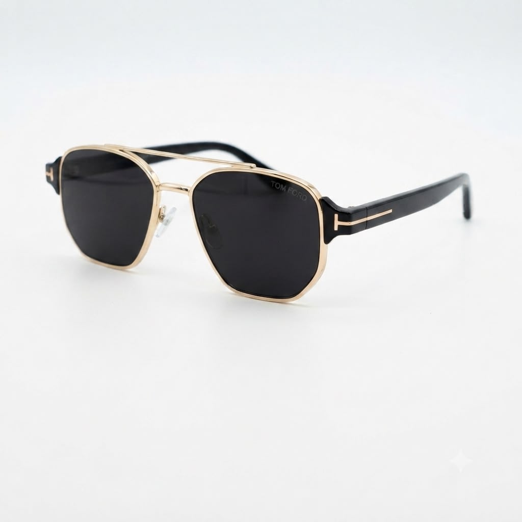 TF 9815 - DOUBLE BEAM - GOLDEN BLACK - BRAND TEMPLES - GEOMETRIC SQUARE - PREMIUM QUALITY