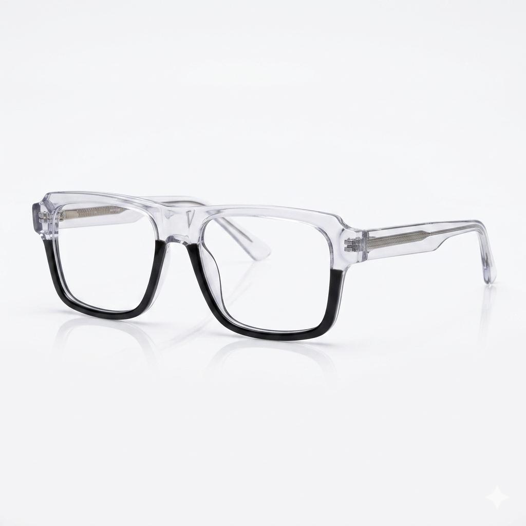VISION 5743 - EYEWEAR - STRAIGHT SQUARE - ACETATE - TRANSPARENT BLACK - MEN