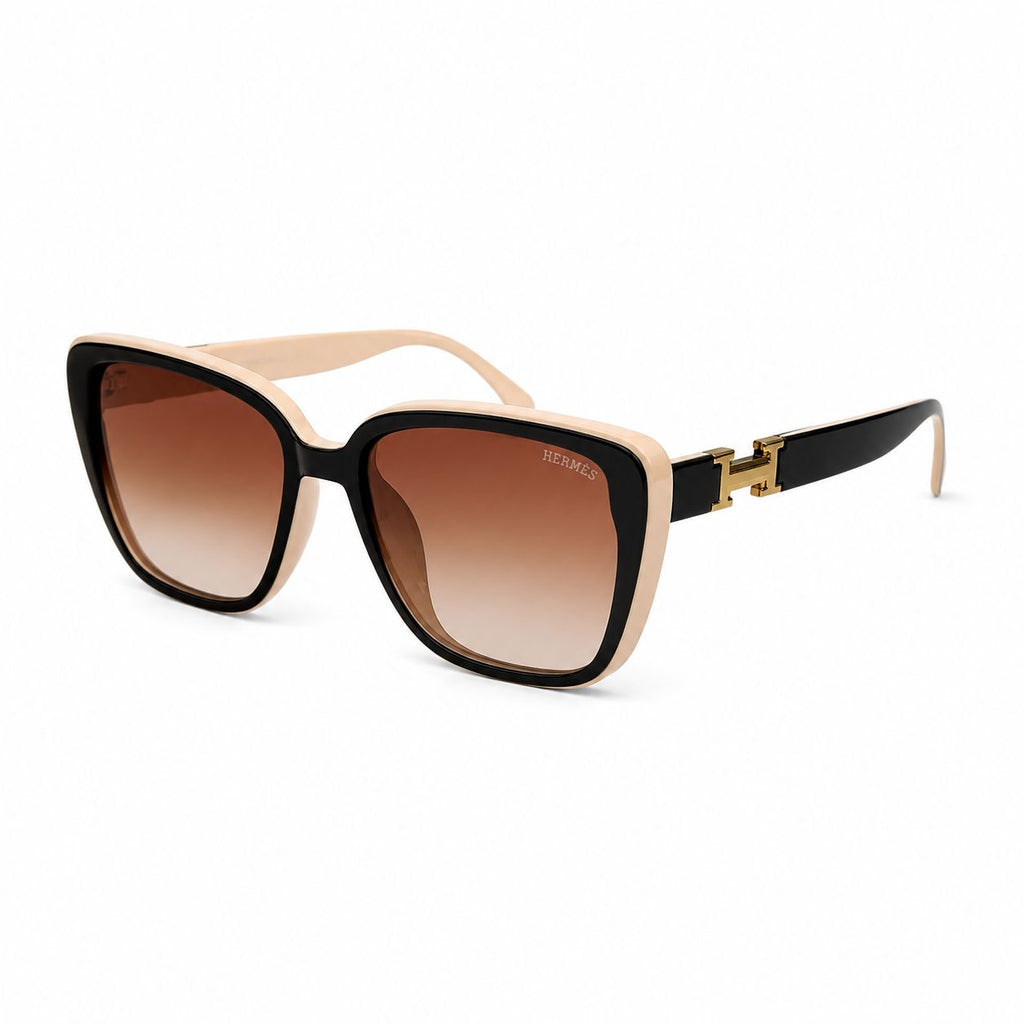 HERMES 33120 - SUNGLASS - LADIES - CATEYE - UV - BROWN BEIGE
