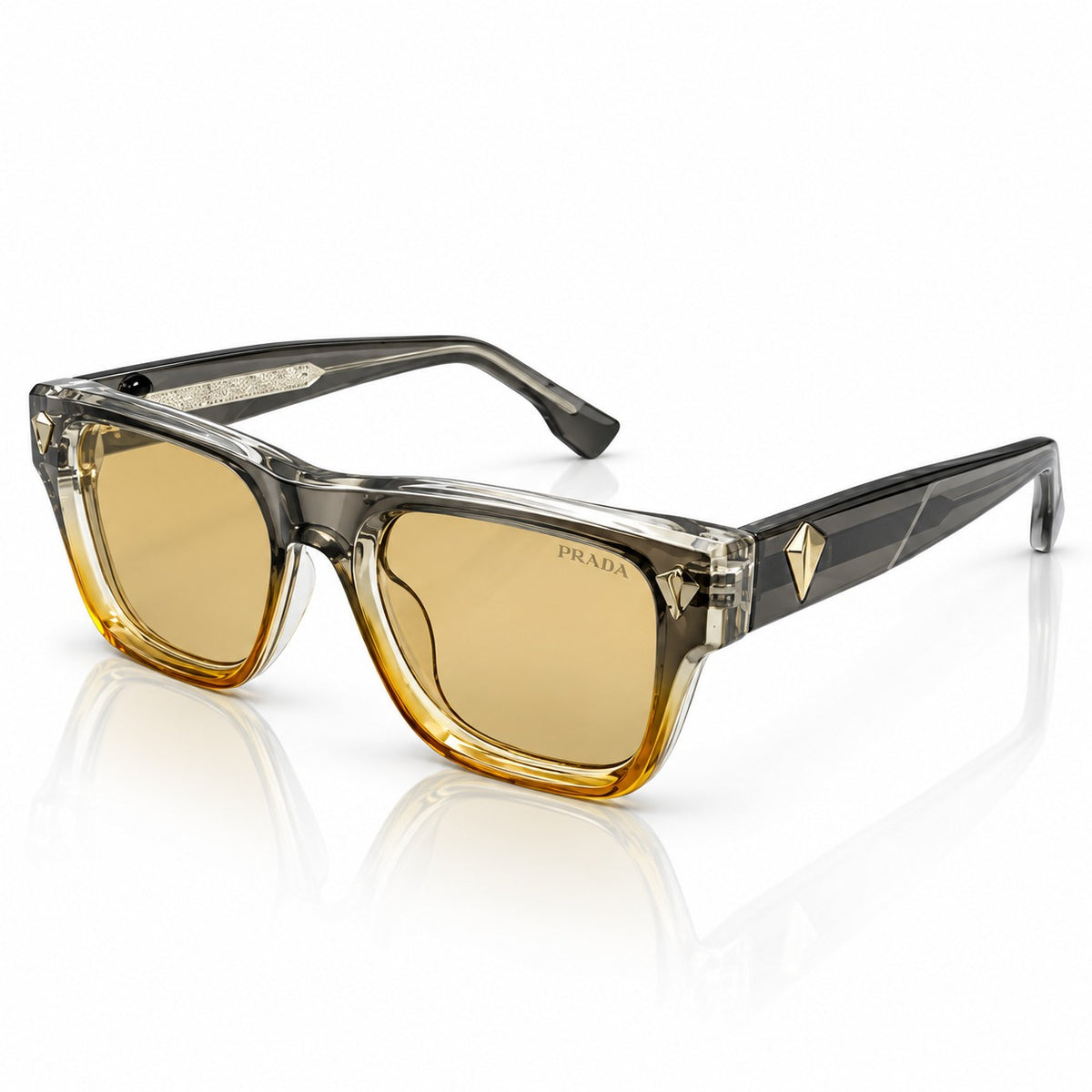 PR - BOLD - GREY TRANSPARENT TO HONEY - TWO TONE - YELLOW TINT - SQUARE - UNISEX