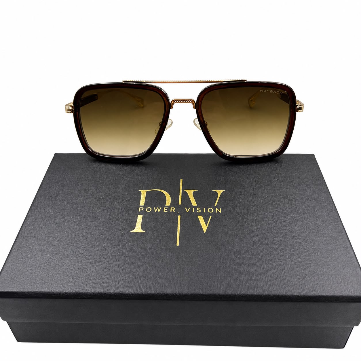 MAYBACH 2233 - SUNGLASS - DOUBLE BEAM - GOLDEN - BROWN - DOUBLE SHADED - NAVIGATOR SQUARE - OVERSIZE