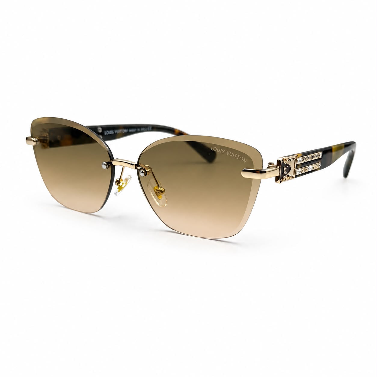 LV 86031 - LUXURIOUS - RIMLESS - CATEYE - TORTOISE BRANDING TEMPLES - PREMIUM - WOMEN
