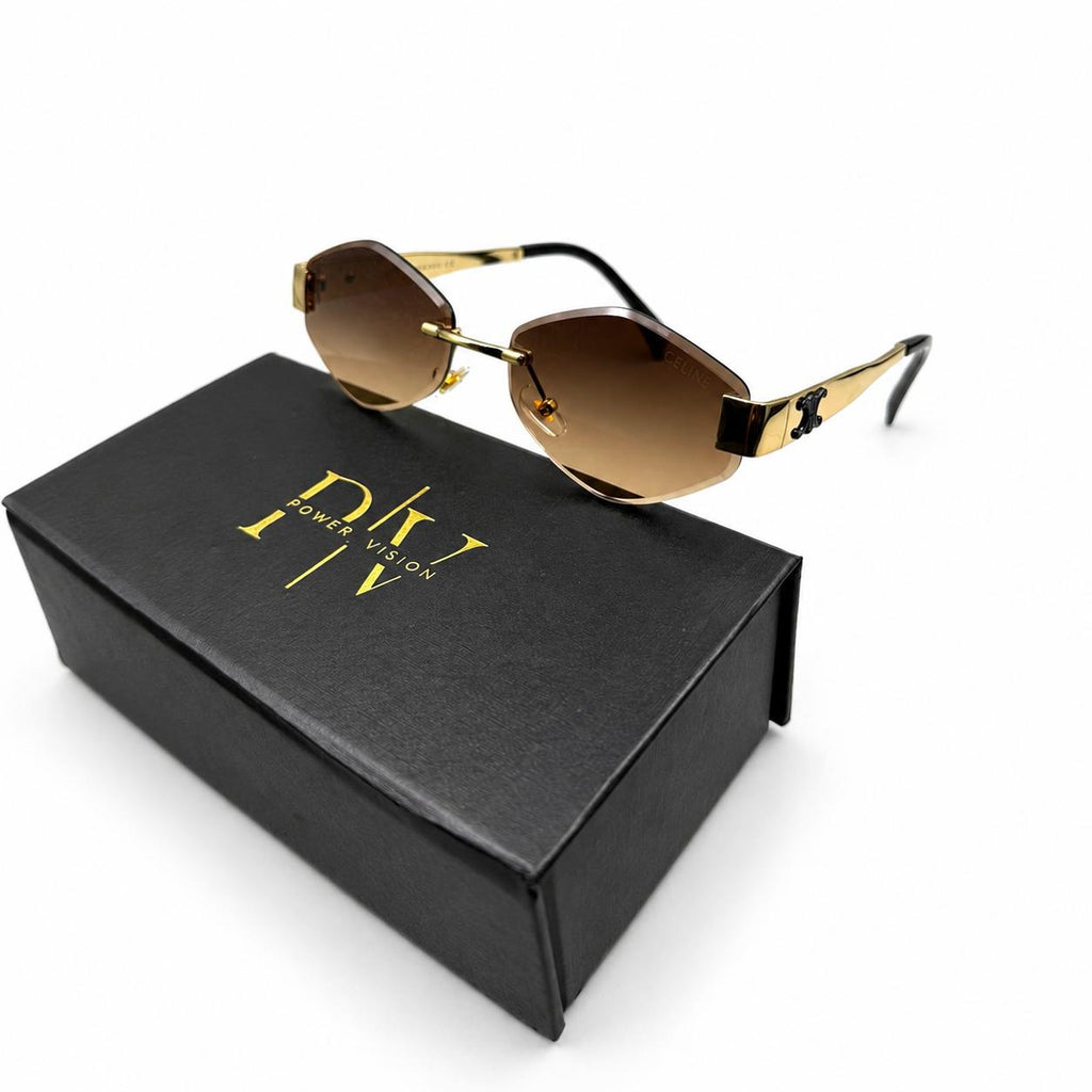CELINE 4078 - HEXAGONAL - GOLDEN - BROWN DOUBLE SHADE - TRENDY - PREMIUM - QUALITY - WOMEN