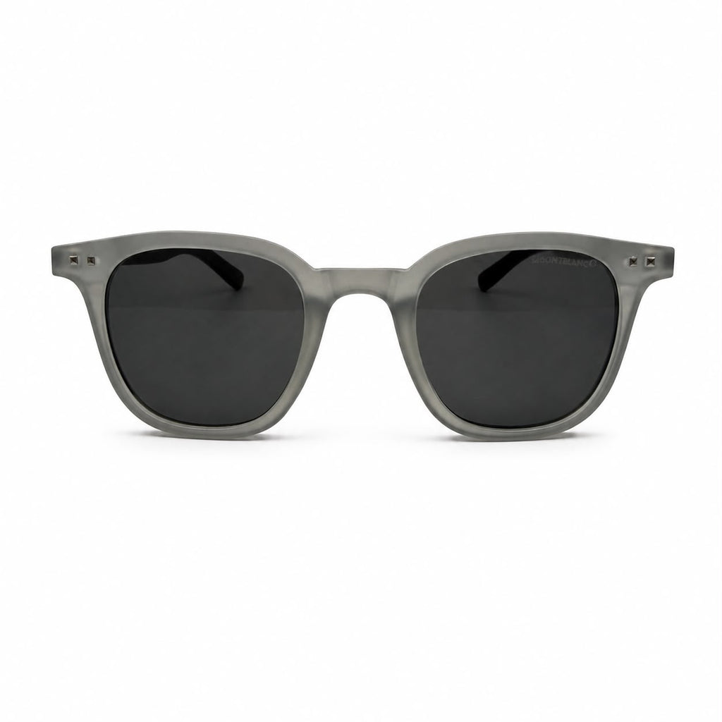 MB 5142 - SUNGLASS - ROUNDED SQUARE - MATTE GREY - WOOD TEMPLES - PREMIUM - QUALITY