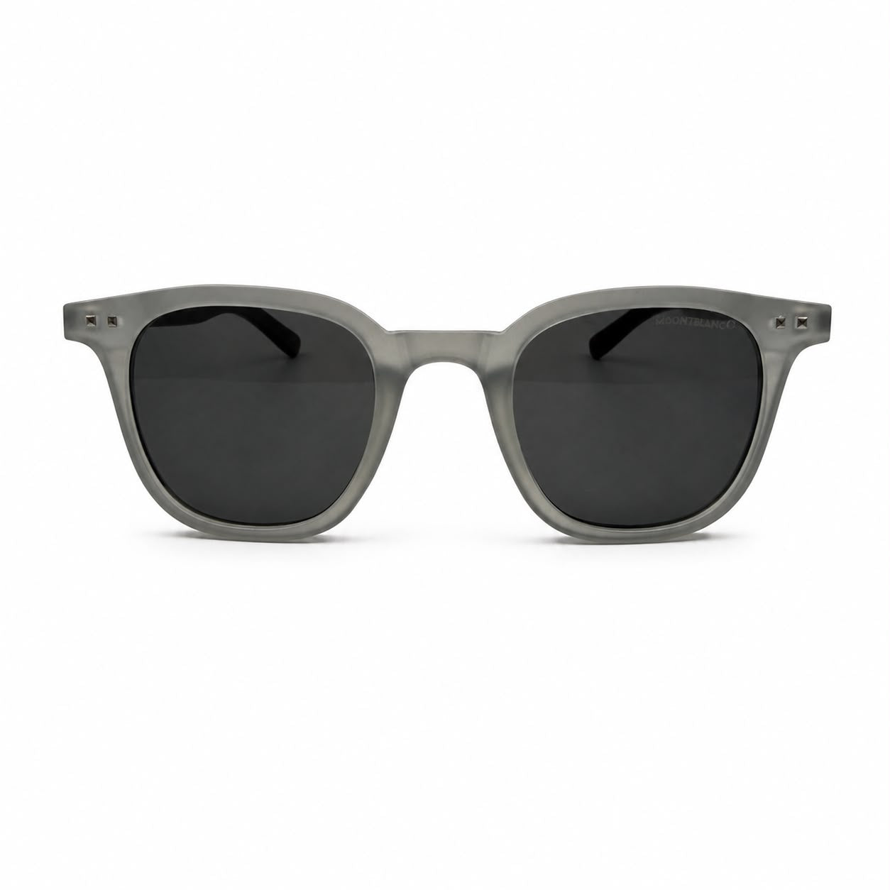 MB 5142 - SUNGLASS - ROUNDED SQUARE - MATTE GREY - WOOD TEMPLES - PREMIUM - QUALITY