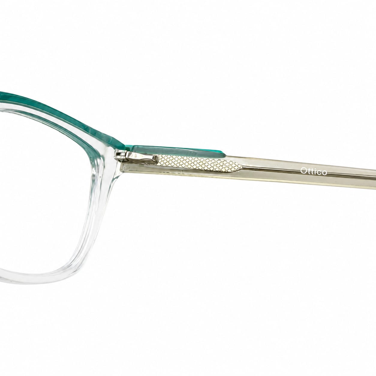 LUXURIOUS 82089 - OVERSIZE - CATEYE SQUARE - TRANSPARENT + SEA GREEN - METAL CORE INSERTED - WOMEN