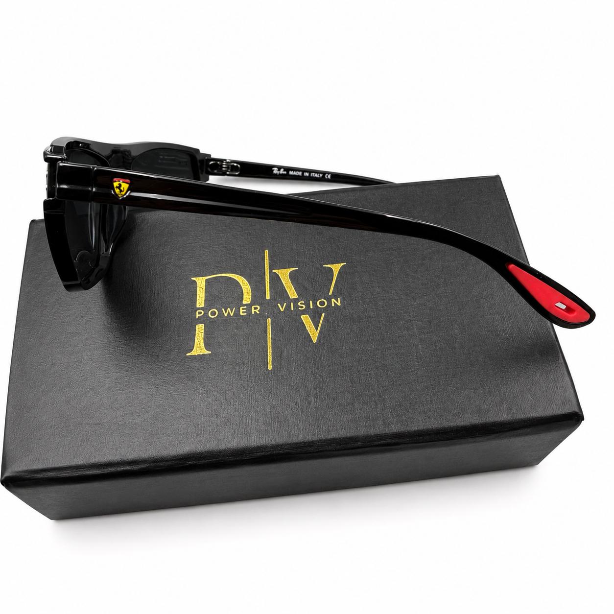 RB 3576 - FERRARI - BLACK - POLARISED - CURVED SQUARE - RB FERRARI LOGO - DURABLE - PREMIUM