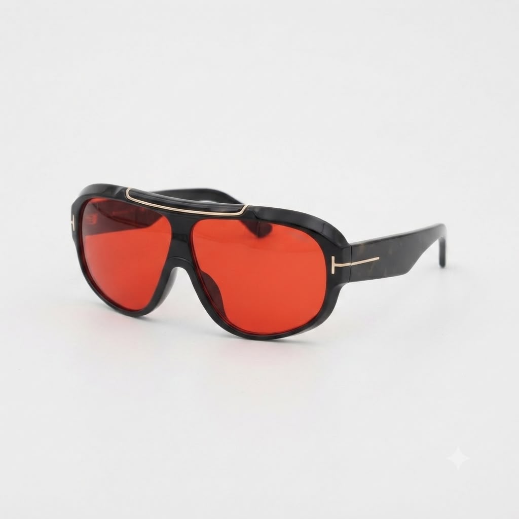 TF 68256 - OVERSIZE SHEILD AVIATAR - BLACK - RED TINT - THICK PREMIUM - SADDLE BRIDGE