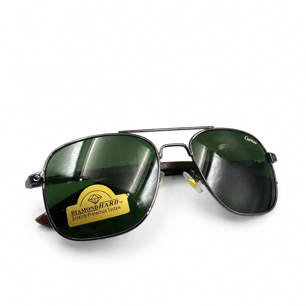 CR 200603 - SUNGLASS - GUN METALLIC - WOOD SIDES - PREMIUM GREEN - MEN
