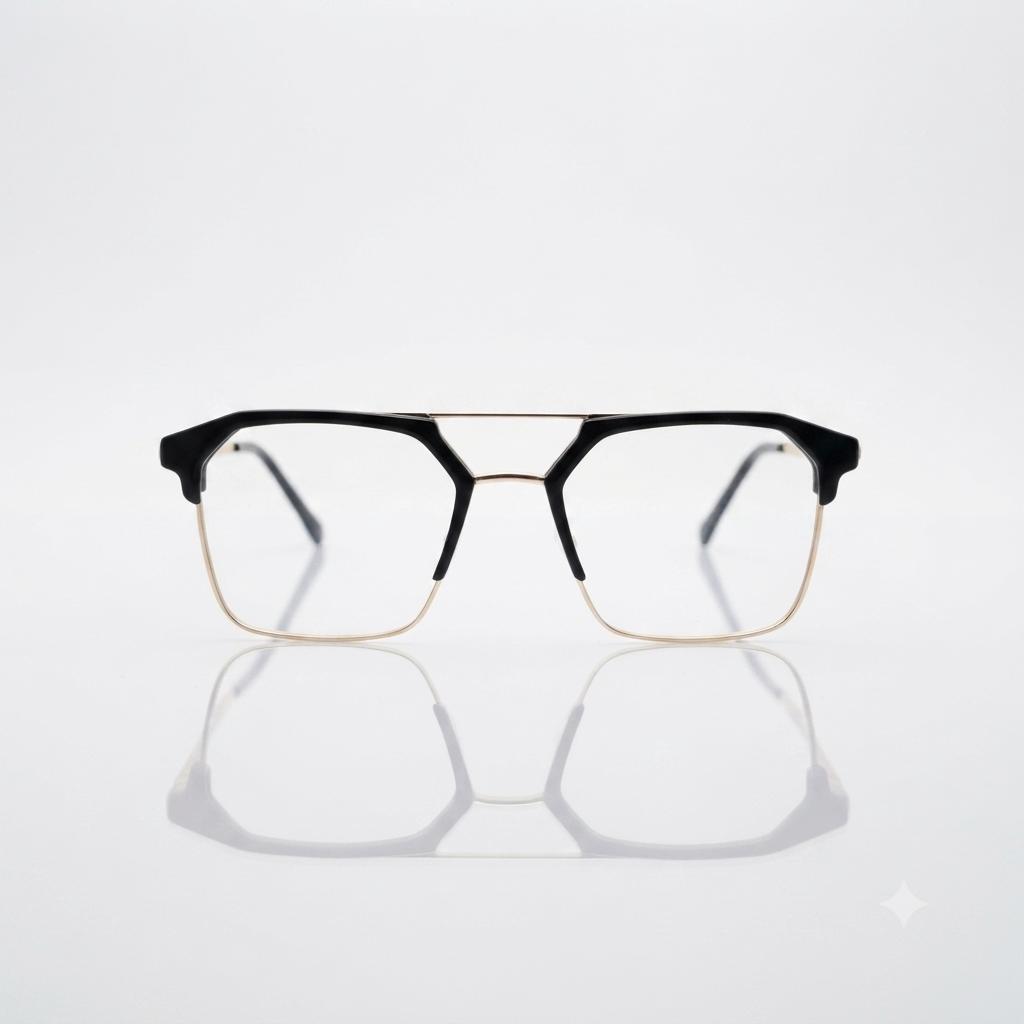 LD 1531 - EYEGLASSES - METAL - SQUARE - FIX NOSE BRIDGE - GOLDEN BLACK - FLEXIBLE - DAILYWEAR