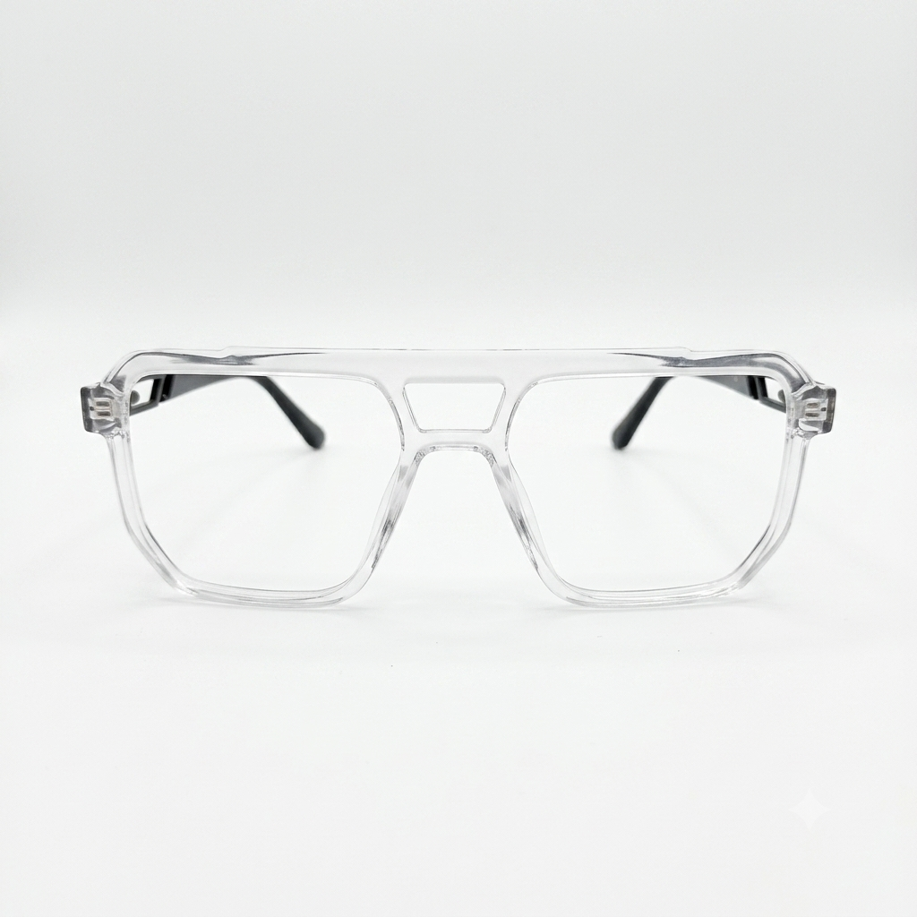 TR 251136 - EYEWEAR - DOUBLE BRIDGE - TRANSPARENT - BLACK - SPRING HINGES - MEN