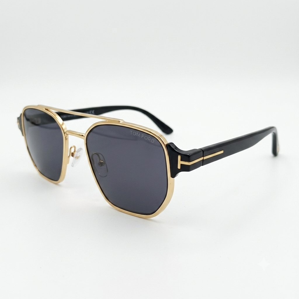 TF 9815 - DOUBLE BEAM - GOLDEN BLACK - BRAND TEMPLES - GEOMETRIC SQUARE - PREMIUM QUALITY