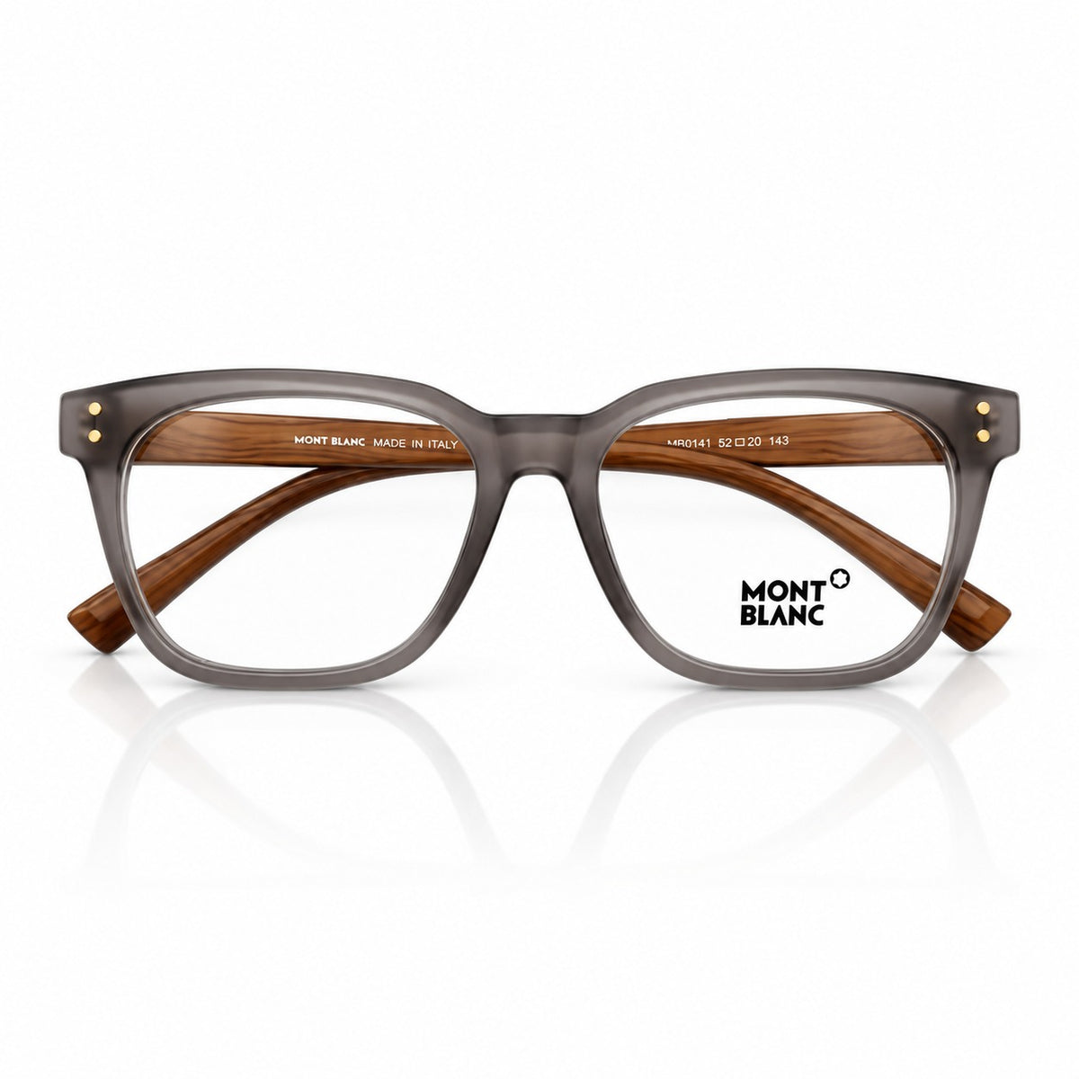 MONT BLANC 5181 - ROUND SQUARE - LIGHTWEIGHT - MATTE GREY - WOOD - UNISEX