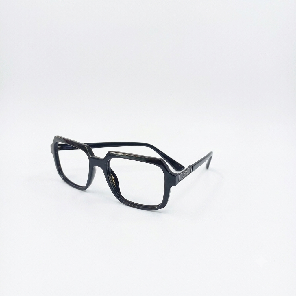 TR 251137 - EYEWEAR - MEN - GEOMETRIC SQUARE - ANGULAR EDGES - BLACK - OVERSIZE