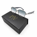 CR 2734 - SUNGLASS - SOFT SQUARE - SILVER - GREY SIDES - ICE BLUE - PREMIUM - UNISEX