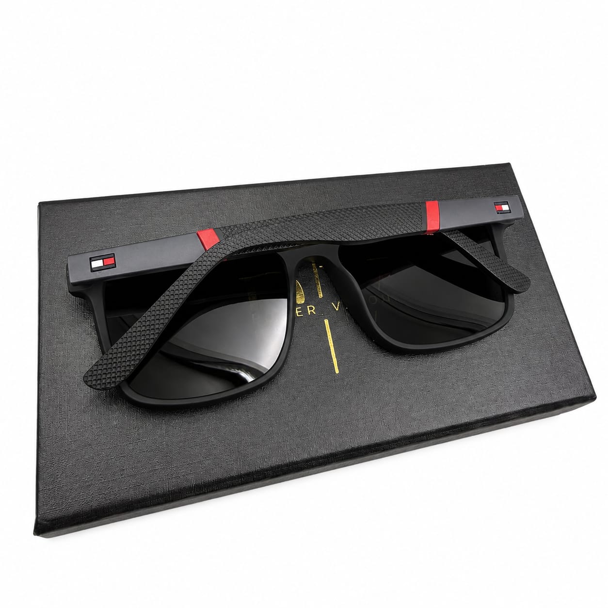 TH 88021 - POLARISED - MATTE BLACK - TEXTURE BLACK GREY BRANDING SIDES - 💯 COMFORTABLE - PREMIUM
